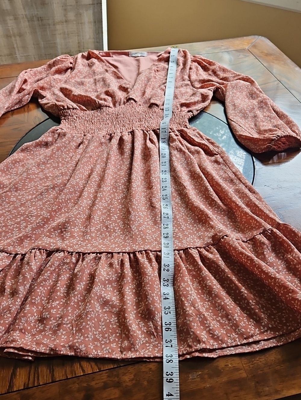 Miley+Molly Smocked Ruffled Hem Boho Chic Cottagecore Dress S - Picture 14 of 15